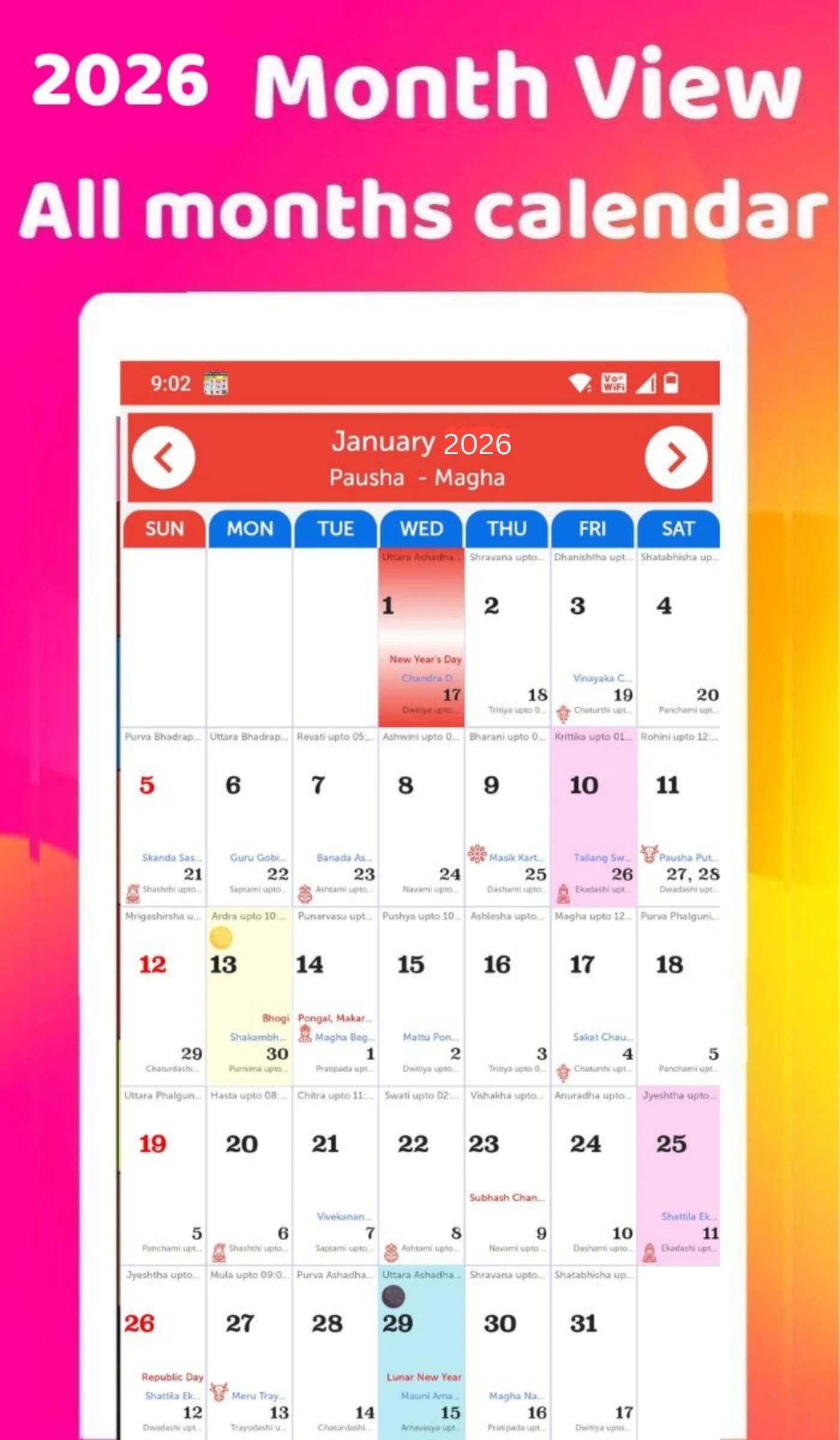 2026 Calendar screenshot